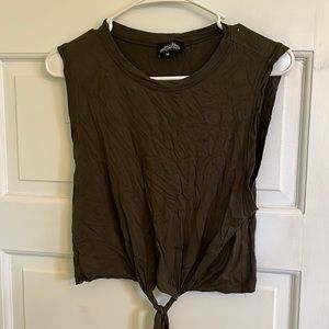 Dark Green Top with Tie - Size M